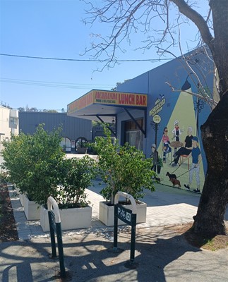 Jacaranda Cafe mural and planters Image